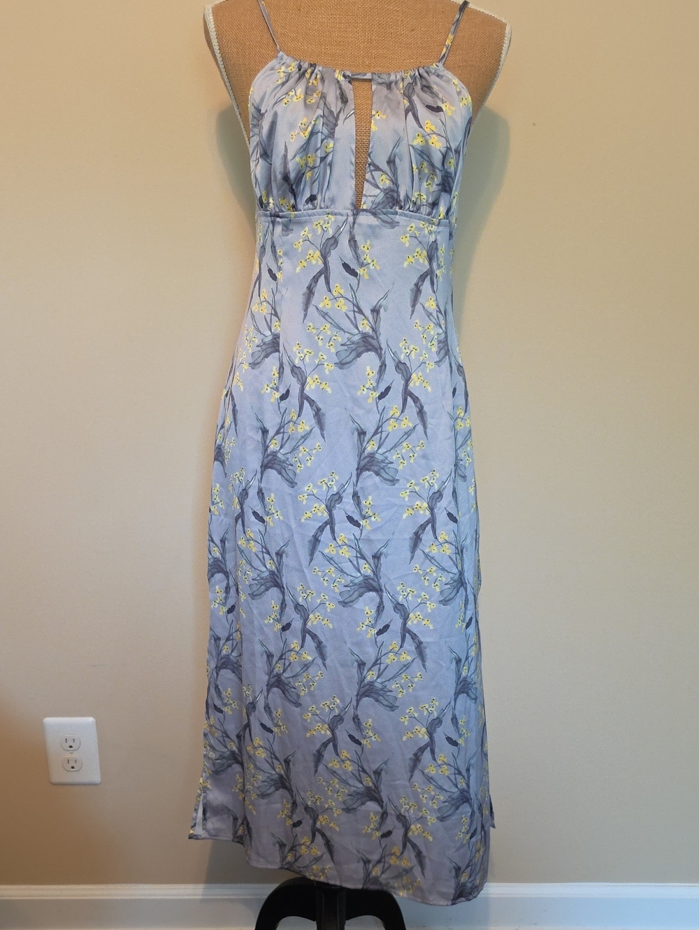 Cupshe Light Blue Maxi Dress with Yellow Floral Detail